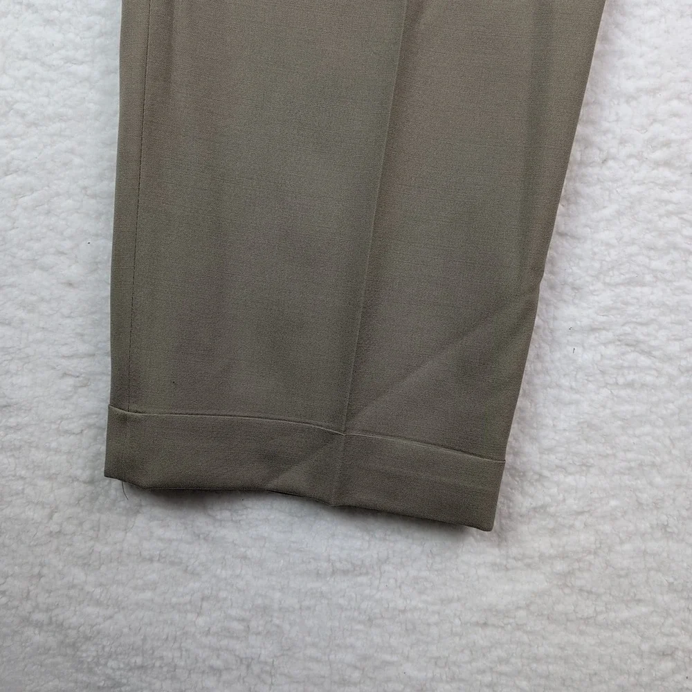 Berle Pants Mens 35R Tan Wool Dress Pleated Cuffed Straight 33x29.5